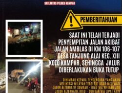 Jalan Lintas Riau Sumbar di Desa Tanjung Alai Longsor, Arus Lalu Lintas Buka Tutup