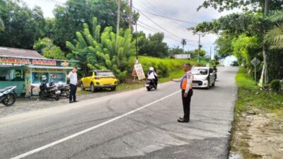 Turunkan 5 Personil, Dishub Kampar Amankan Lalu Lintas Pada Simulasi Pemungutan dan Perhitungan Suara KPU