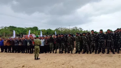 Apel Persiapan Pengamanan TNI di Area Groundbreaking Peletakan Batu Pertama Proyek Strategis Nasional (PSN)